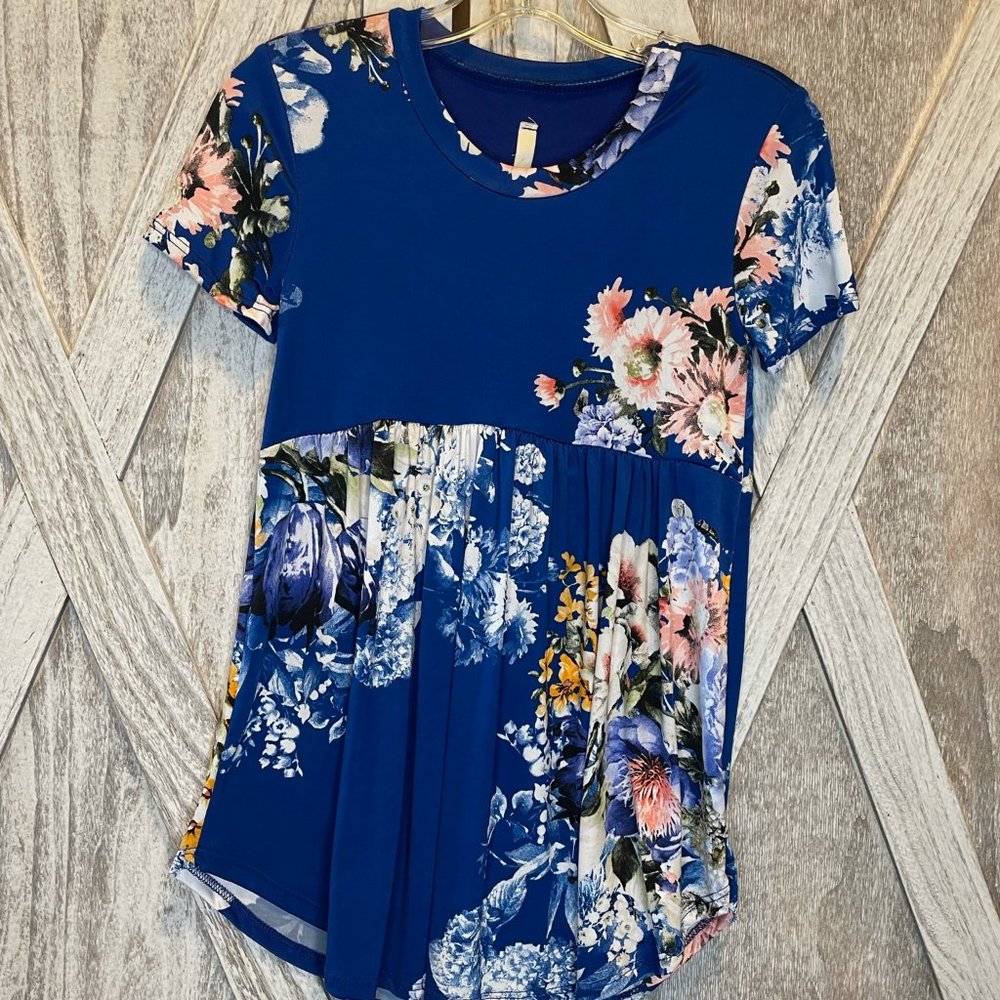 Youth Deep Blue Flowy Floral Dress